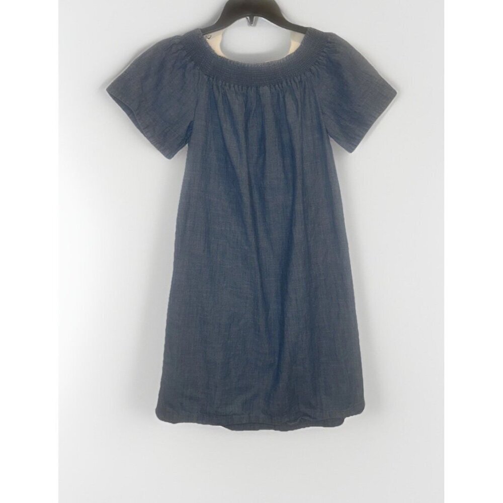 J Crew Womens Off The Shoulder Blue Chambray Smocked Dress Sz 10 - Picture 4 of 8